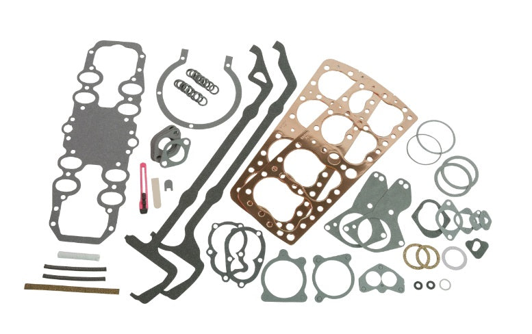 Ford flathead 24 stud 95HP engine gasket set including copper head gaskets for 1945 to 1948 passenger and 1939 to 1947 Pick Up, 59A-6008-C. 