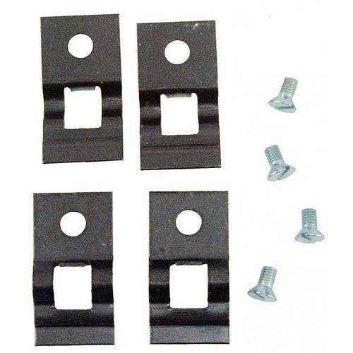 Set of 4 plates that holds the (A-702401-A/-B) door latch rods in place on the door. The latch rods are the rods that run from the inside door opener in the middle of the door over to the door latch.
Fits 1928-31 Coupe, Tudor Sedan, and 1930-31 Closed Cab Pickup truck.