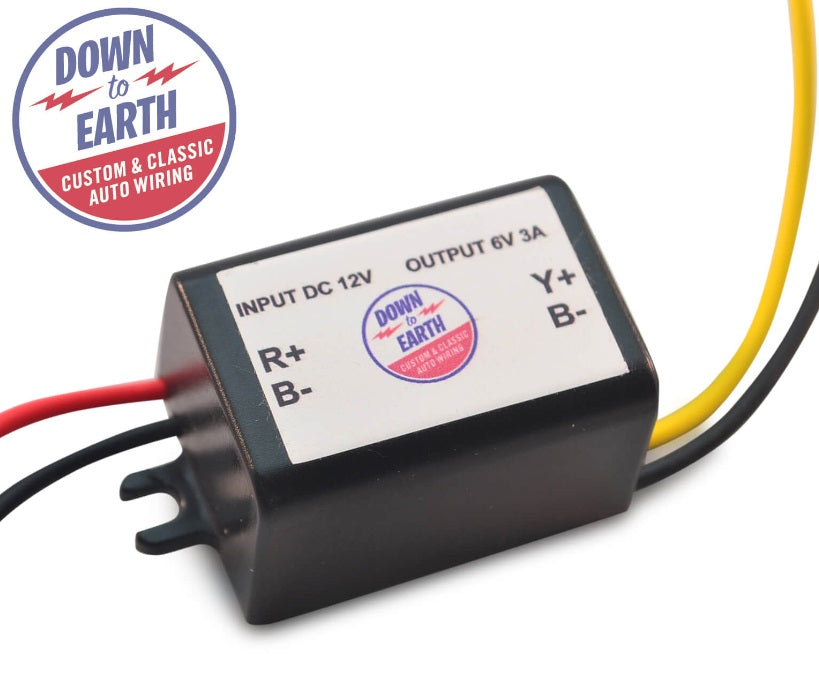 Voltage Reducer 12 volts to 6 volts (5 amp 4 Gauge) A-10606, A10606 for Ford Model A 1928 to 1931, Ford Model B 1932 to 1934, Ford Early V8 1932 to 1948, Mercury 1939 to 1948, Ford Pick Up 1932 to 1955, Ford and Mercury Full Size 1949 to 1955.