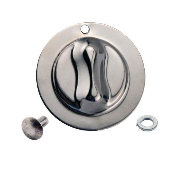 Crank hole cover with rivet A8216B, A-8216-B for Ford Model A 1930 to 1931.