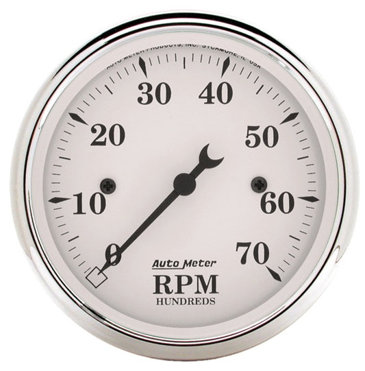 Gauge: Tachometer (rev) Gauge  3 1/8″, 7K RPM, In-Dash, Old Tyme White Autometer 1695** - Belcher Engineering
