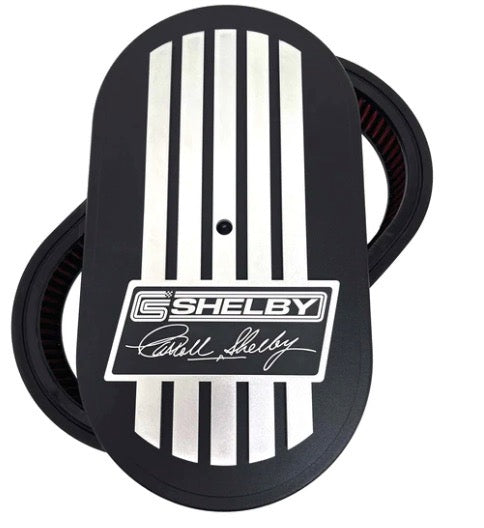 Air Cleaner 15" Oval Carroll Shelby Signature 15" Black ** - Belcher Engineering