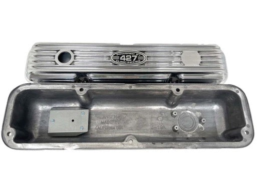 Valve Covers Ford FE 427 Silver Polished Finned ** - Belcher Engineering