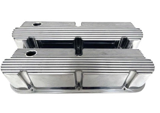 Valve Covers SBF Silver Polished Finned ** - Belcher Engineering