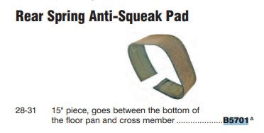 Anti-squeak Pad for Rear Spring B5701 - Belcher Engineering