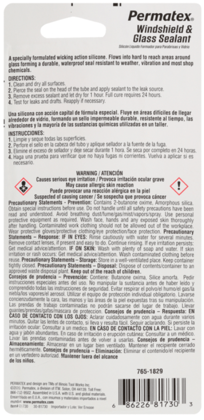 Windscreen/Windshield & Glass Sealant (Permatex 81730) - Belcher Engineering