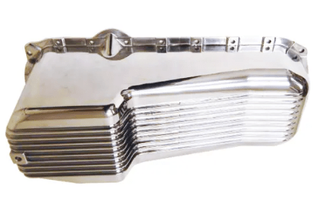Oil Pan: Small Block Chevy 1986-Up Finned Aluminium/Polished RPC R8444 - Belcher Engineering