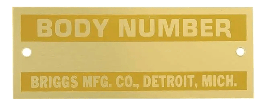 Body Number Plate - Belcher Engineering
