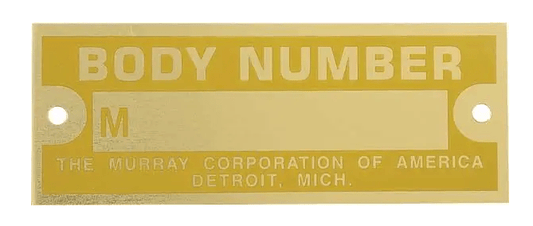 Body Number Plate Murray - Belcher Engineering