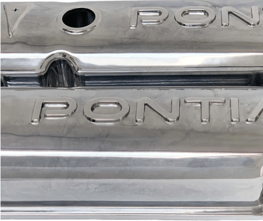 Valve Covers: Pontiac Raised Letters Polished Aluminium** - Belcher Engineering