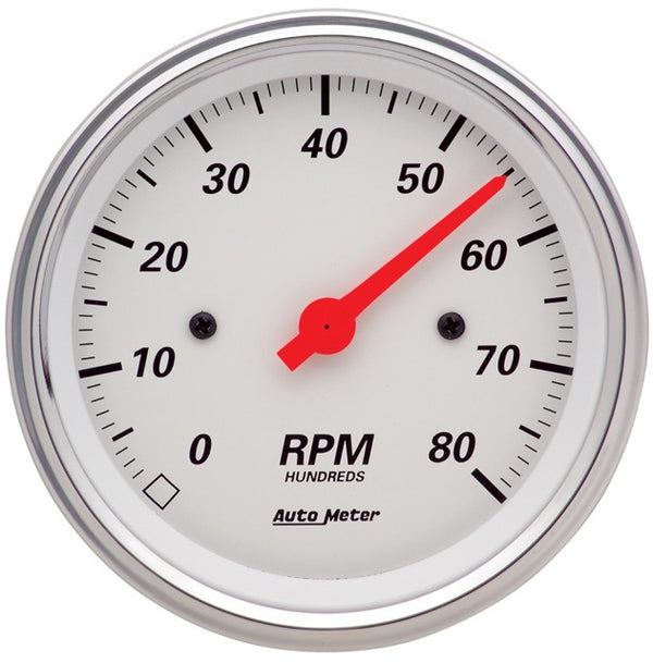 Gauge: Tachometer (rev) Gauge  3 1/8″, 8K RPM, In-Dash, Artic White Autometer 1390** - Belcher Engineering
