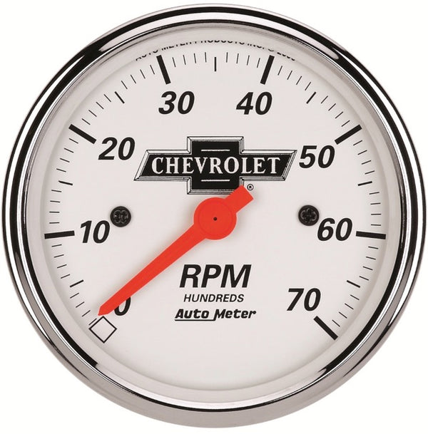 Gauge: Tachometer (rev) Gauge  3 1/8″, 7K RPM, In-Dash, Chevrolet Heritage Bowtie Autometer 1398-00408** - Belcher Engineering