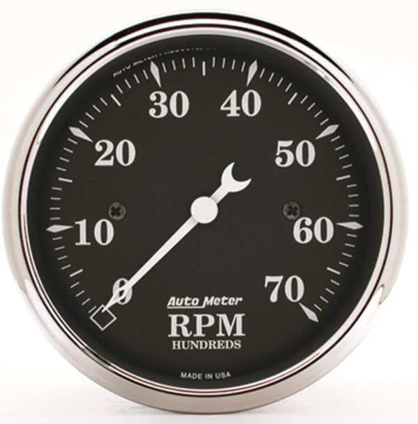 Gauge: Tachometer (rev) Gauge  3 1/8″, 7K RPM, In-Dash, Old Tyme Black Autometer 1798** - Belcher Engineering