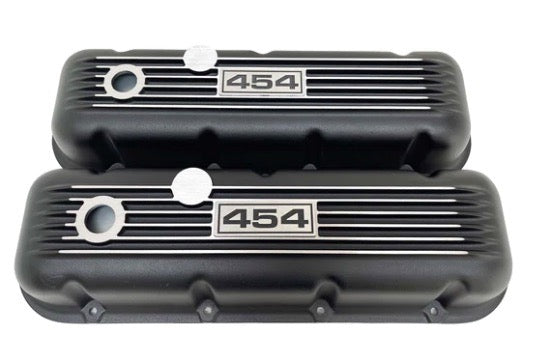 Valve Covers: BBC Big Block Chevy Classic Finned Black** - Belcher Engineering