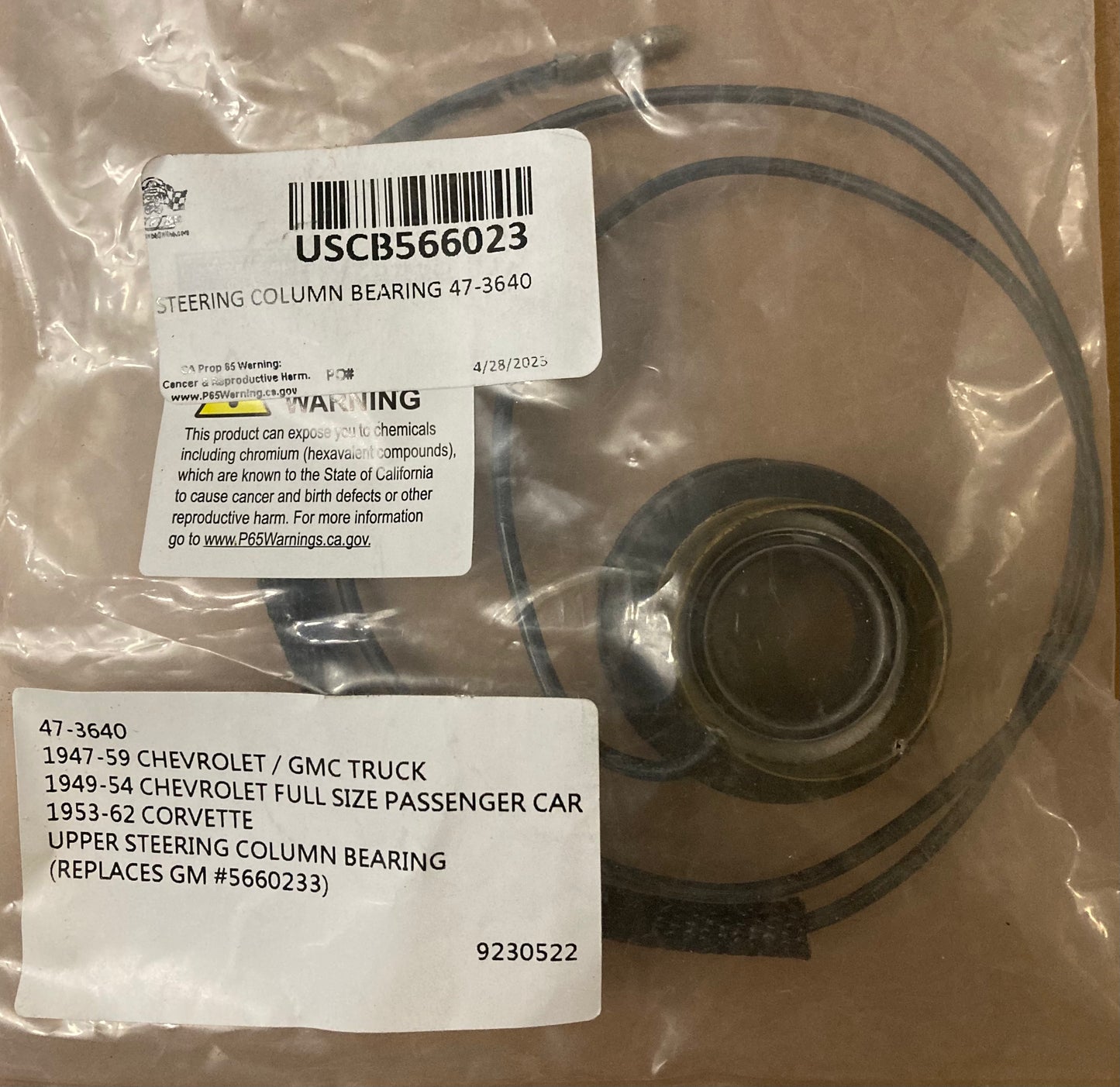 Upper Steering Column Bearing - 47-59 Chevrolet / GMC Truck, 49-54 Chevrolet, 53-62 Corvette 47-3640