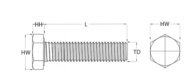 1/4" UNF Hex Set Screw (Fully Threaded  Bolt) Zinc