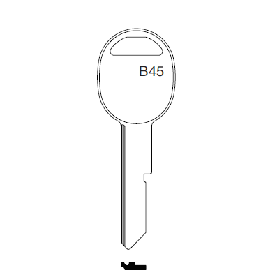 Uncut Key Blank Chevrolet Camaro 1991-02, Corvette 91-96 B45