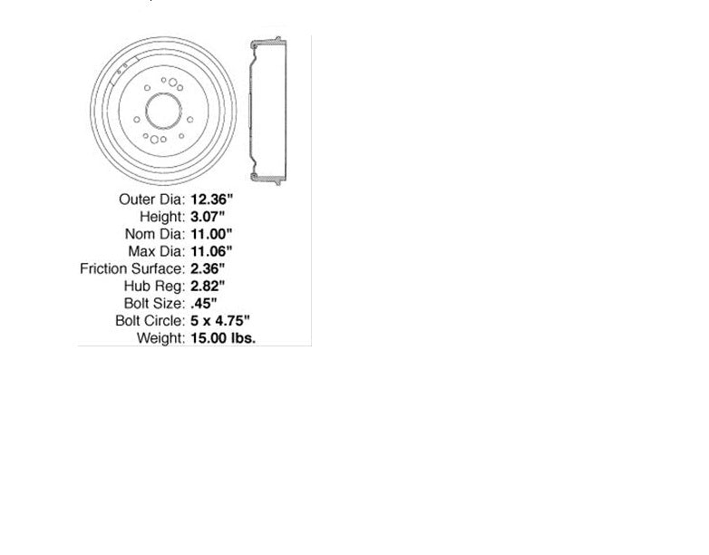 Brake Drum Cadillac Eldoardo 59-66 DeVille 59-76 Fleetwood 65-85 (Rear) 123.62002**