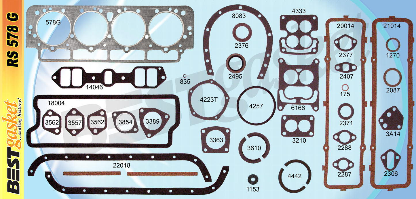 Full Gasket Set - Cadillac DeVille 56-62, Eldorado 56-62 RS578G