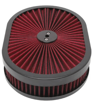 Air Cleaner: 12″ Super Flow Oval Air Cleaner Set – Black/Red RPC R2215BK - Belcher Engineering