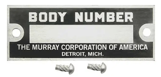 Body Number Plate Murray - Belcher Engineering