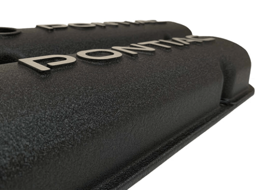 Valve Covers: Pontiac Raised Letters Black Aluminium** - Belcher Engineering